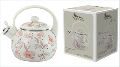 Чайник 2,5л со свистком Flowers (эмал.сталь, бакелит.ручка, наруж.покр.-эмаль с рис.) п/у (1/6)