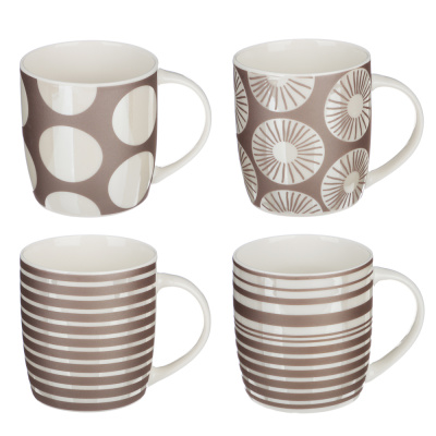 Кружка 350мл "Графика-2" (4цв) фарф.(12/48)