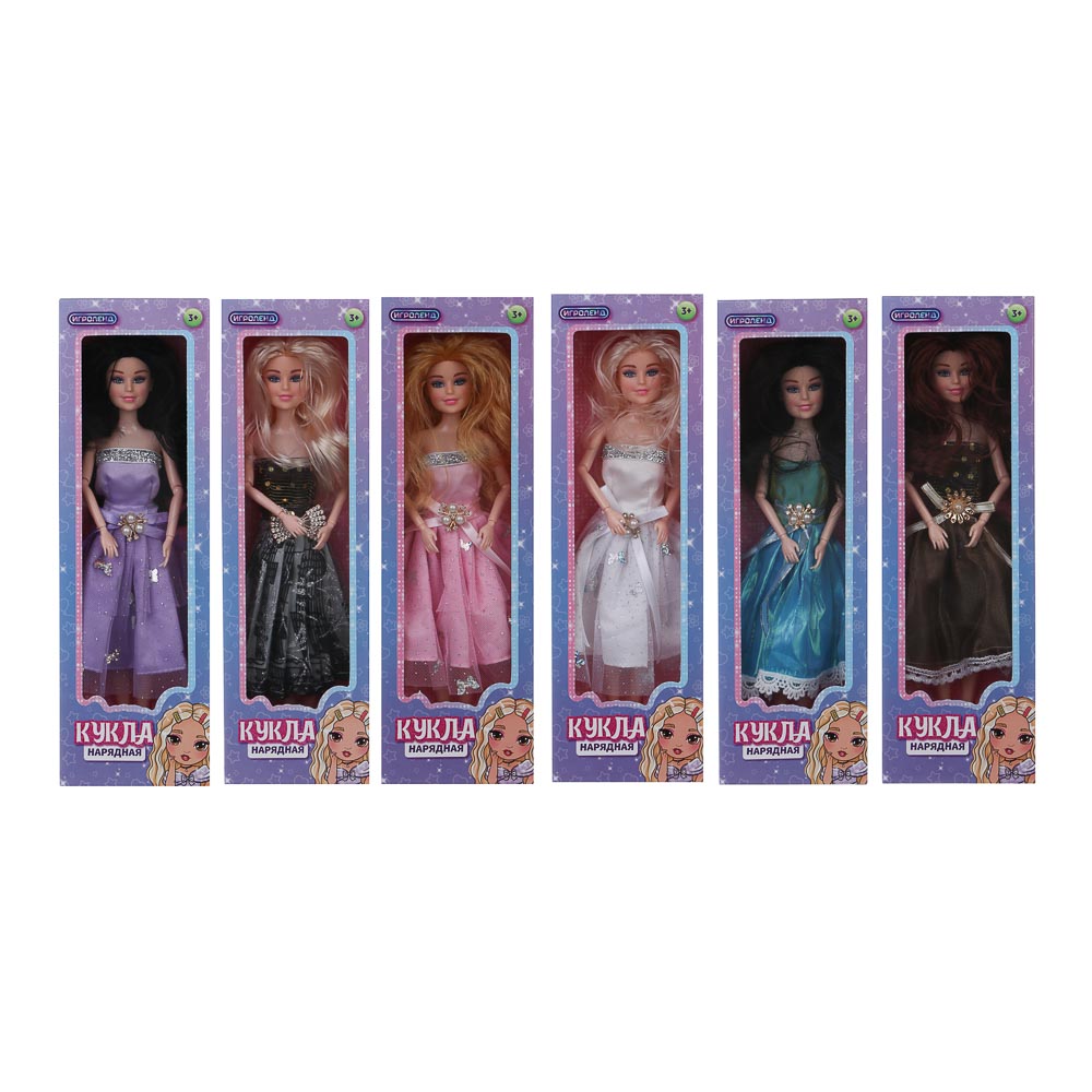 Кукла нарядная 27 см, PP, PVC, 10х5х32,5 см, 6диз ИГРОЛЕНД (6/48)