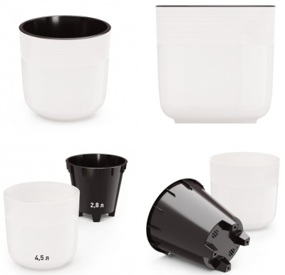 Горшок цв. "Линель" 4,5л двойной (белый) пласт.(уп.12)