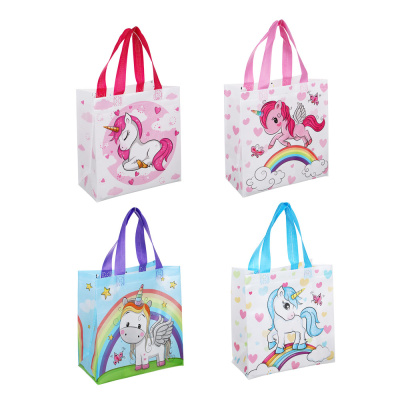 Пакет-сумка подарочный, ПВХ, 23x22x11 см, 4диз, единороги (12/12)