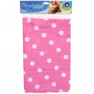 Скатерть "Горошек" розовая 108*180см, пвх (1/50/300)
