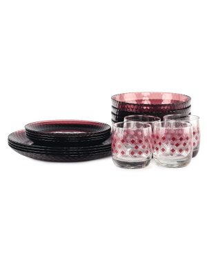 Набор стол 16пр ИДИЛЛИЯ ЛИЛАК со стаканами 310мл РОМБ ЛИЛАК (ударопр.стекло)(1)