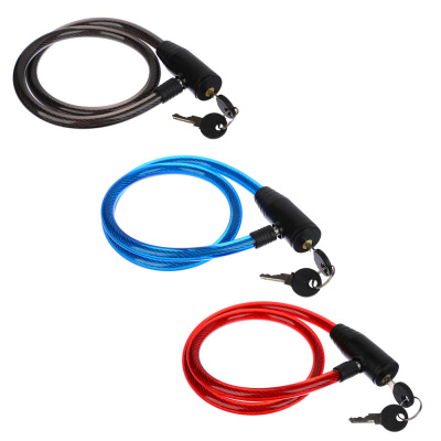 Замок велосипедный противоугонный тросовый, эконом, металл, ПВХ, пластик, 12x800мм (1/60)