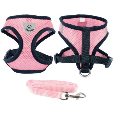Шлейка с поводком 118см "Sweet puppy" размер L, цвет розовый (1/1)