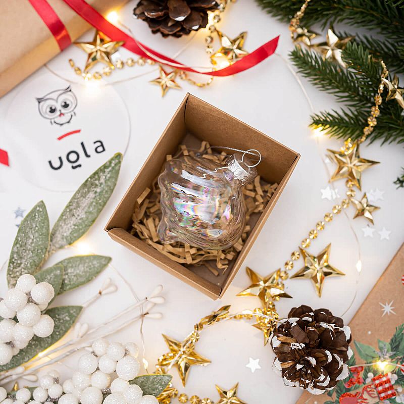 Подвеска прозрачная стеклянная 8 см "Юла"  (1/12/72)