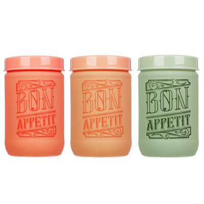 Банка д/сыпучих продуктов, стекло, 660мл, 3цв, 172441-150 HEREVIN Акварель (6/50)