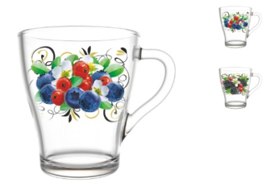 Кружка для чая 250мл "Лесная ягода" (стекло) (20)