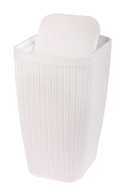 Контейнер д/мусора "Вязаное плетение" 10л (белый) пласт.(уп.3)