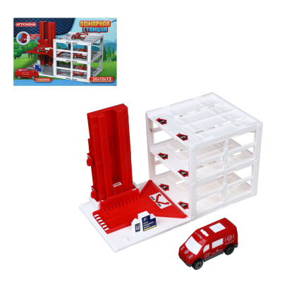 Парковка "Пожарная станция", АБС, 24х16х6,5 см ИГРОЛЕНД (1/36/72)