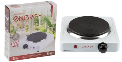 Электроплитка ENERGY 1000Вт, защита от перегрева, свет.индик.раб. белый (1/10)