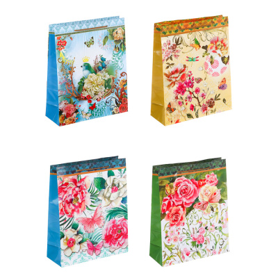 Пакет подарочный, бумажный, 26x32x10 см, 4диз, цветы, арт.3 LADECOR (12/12)
