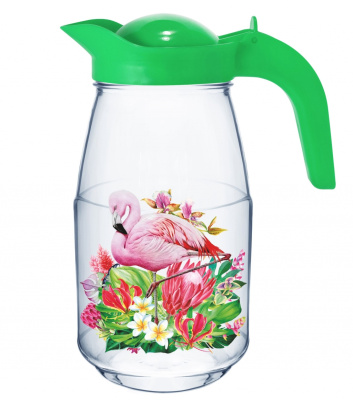 Кувшин 1,5л. 1шт. "Фламинго в тропиках" (стекло) (9)