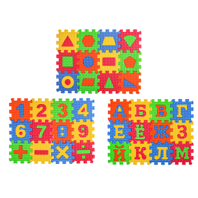 Коврик-пазл "Цифры/Буквы/Фигуры" 36элем.,20*15*2,5см,3диз ЭВА (1/288)