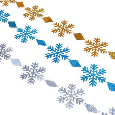 Подвеска фольгированная Снежинки, 100 см, ПВХ, 3 цв СНОУ БУМ (1/12)