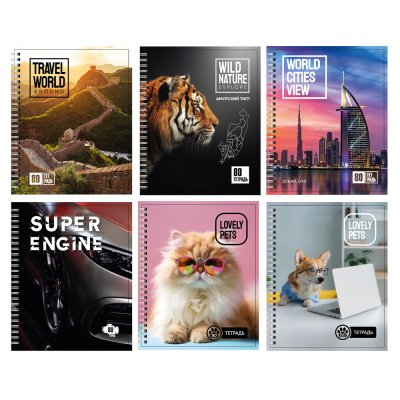 Тетрадь общая на спир. 80л. в клетку, обл.картон, БЕЛЫЕ ЛИСТЫ ClipStudio (12/36)