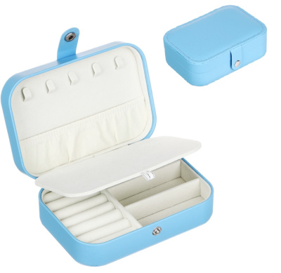 Шкатулка для украшений с секциями, 16х11х5 см, полиуретан, синий цвет(1/84)