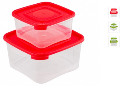 Набор контейнеров 2шт "Каскад" (квадр) (0,46; 1л) пластик(40)