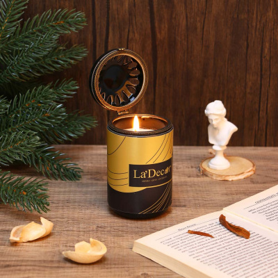 Свеча ароматическая в подсвечнике, 180 г, 7x7x9 см, аромат лимонная вербена LADECOR (1/36)