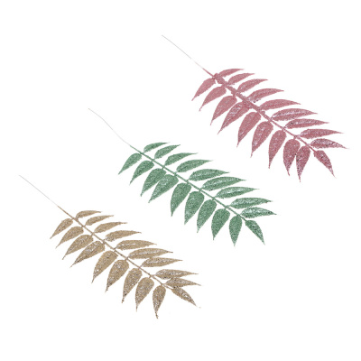 Ветка декоративная с глиттером, пластик, 50 см, 3 цв СНОУ БУМ (1/12)