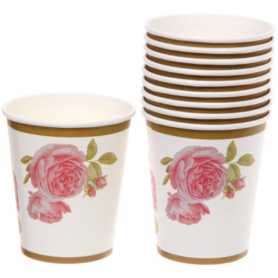 Стакан бумажный 0,2л в наборе 10 шт "Розовый сад" (1/300)