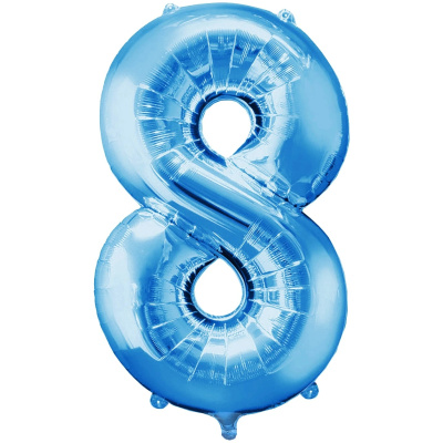 Шар фольгированный 32'/81см "Цифра 8" (синий) (1/20)