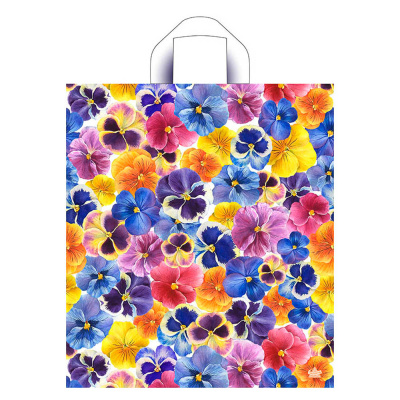 Пакет Цветочки с петлевой ручкой, 42*38 см, 37 мкм ПВД (50/50)