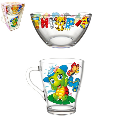 Набор "Ланч" (кружка 250мл.+салатник 250мл.) "Абвгдейка" (стекло)(1/6)