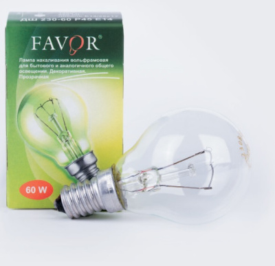 Лампа накаливания ДШ 230-60 Favor Е14 60Вт (10/10/100)