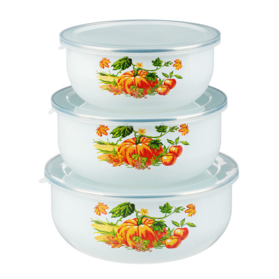 Набор эмалир. салатников с кр., 6пр. (14/16/18см, 0,7/1,1/1,4л) "Тыквенный латте"(1/18)