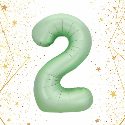 Шар фольгированный 32'/81см "Цифра "2" (зеленый) (1/20)