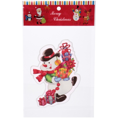 Наклейка на стекло "Снеговик с подарками" 15*20 см (ПВХ) (1/1)