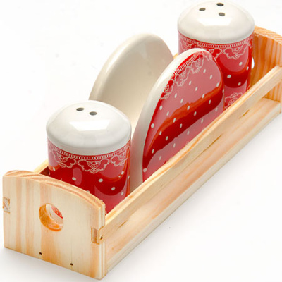 Набор д/специй 4пр Красный Узор LR керам.(1/36)