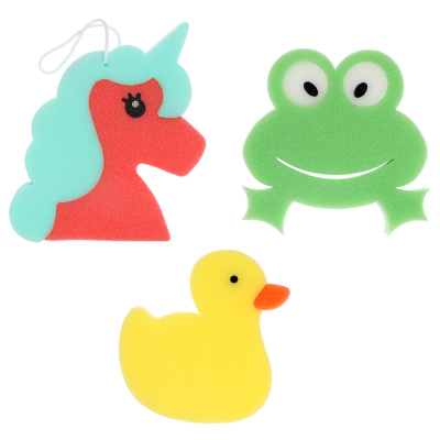 Мочалка "Зверушки", в виде уточки 12х10,5х3см/лягушки 12,5х12,5х3см/единорога 16,5x12,5x3см (12/12) Мочалка "Зверушки", в виде уточки 12х10,5х3см/лягушки 12,5х12,5х3см/единорога 16,5x12,5x3см (12/12)