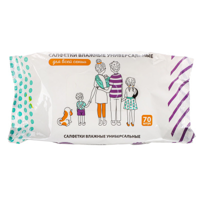 Салфетки влажные унив.для всей семьи, ZALA 70/72шт (1/27)