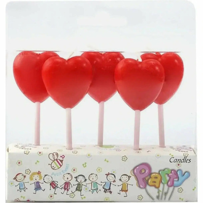 Свечи в торт "Сердца" (набор 5 шт) (1/12)