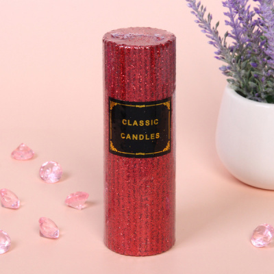 Свеча "Блестящий шик" 5*15 см, Красный (1/48)