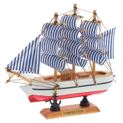 Изделие декоративное "Корабль", L15 W3,5 H15 см(дер.металл,текст.,полим.мат)(п/у)(1/96)