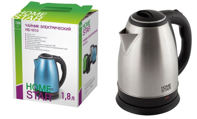 Чайник 1,8л Homestar стальной, 1500В автооткл., защита от раб. без воды, поворот 360 (1/12)
