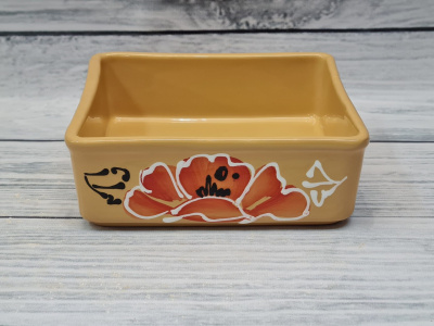 Емкость для запекания квадратная средняя "Волна" Мак бежевый (16)