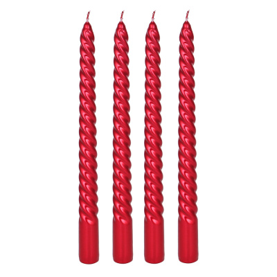 Набор витых свечей, 4 шт, 25 см, цвет бордо перламутр. LADECOR (1/56)