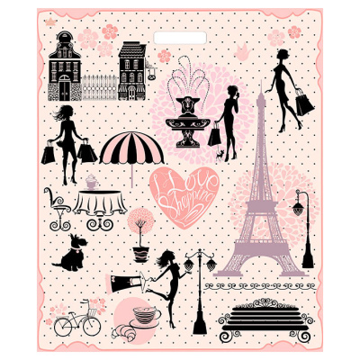 Пакет Французский бутик с вырубной ручкой, 60*50 см, 100 мкм ПВД (25/25)