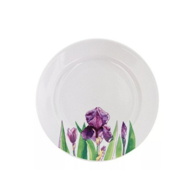 Тарелка мелкая диам. 175 мм Гладкий край Ирисы (фарфор) , р.4 (30)