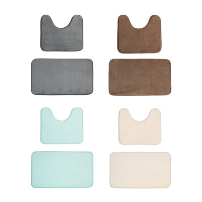 Набор ковриков 2шт для ванной  75*45см + 45*40см Коралл (микрофибра) 4цв (1/4/24)