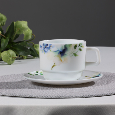 Пара чайная (чашка 250мл., блюдце 15см), опаловое стекло MILLIMI Шабер (1/48)