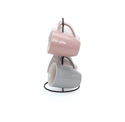 Набор кружек 4шт *340 мл на метал. стенде. керам (1/6)     