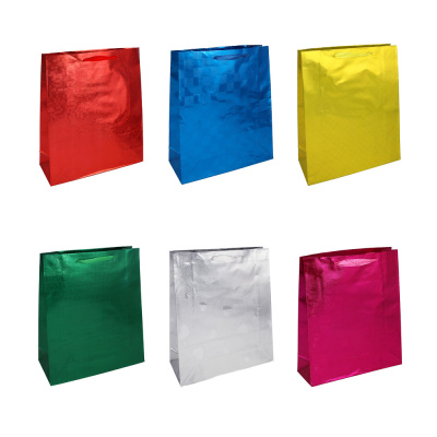 Пакет подарочный бумажный, фольгир., 23x27x8 см, 6цв (1/12/36)