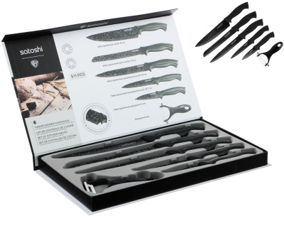 Набор ножей кухонных 6пр, в магнитной кор. SATOSHI Рито (1/12)