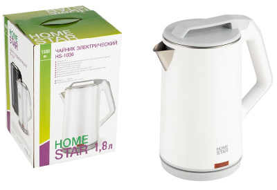 Чайник Homestar HS-1036 (1,8 л) белый, двойной корпус (1/12)