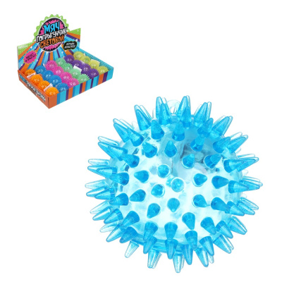 Мяч световой "Попрыгунчик - шипы" прозрачный ПВХ d6.5см (6цв) (1/24/288)